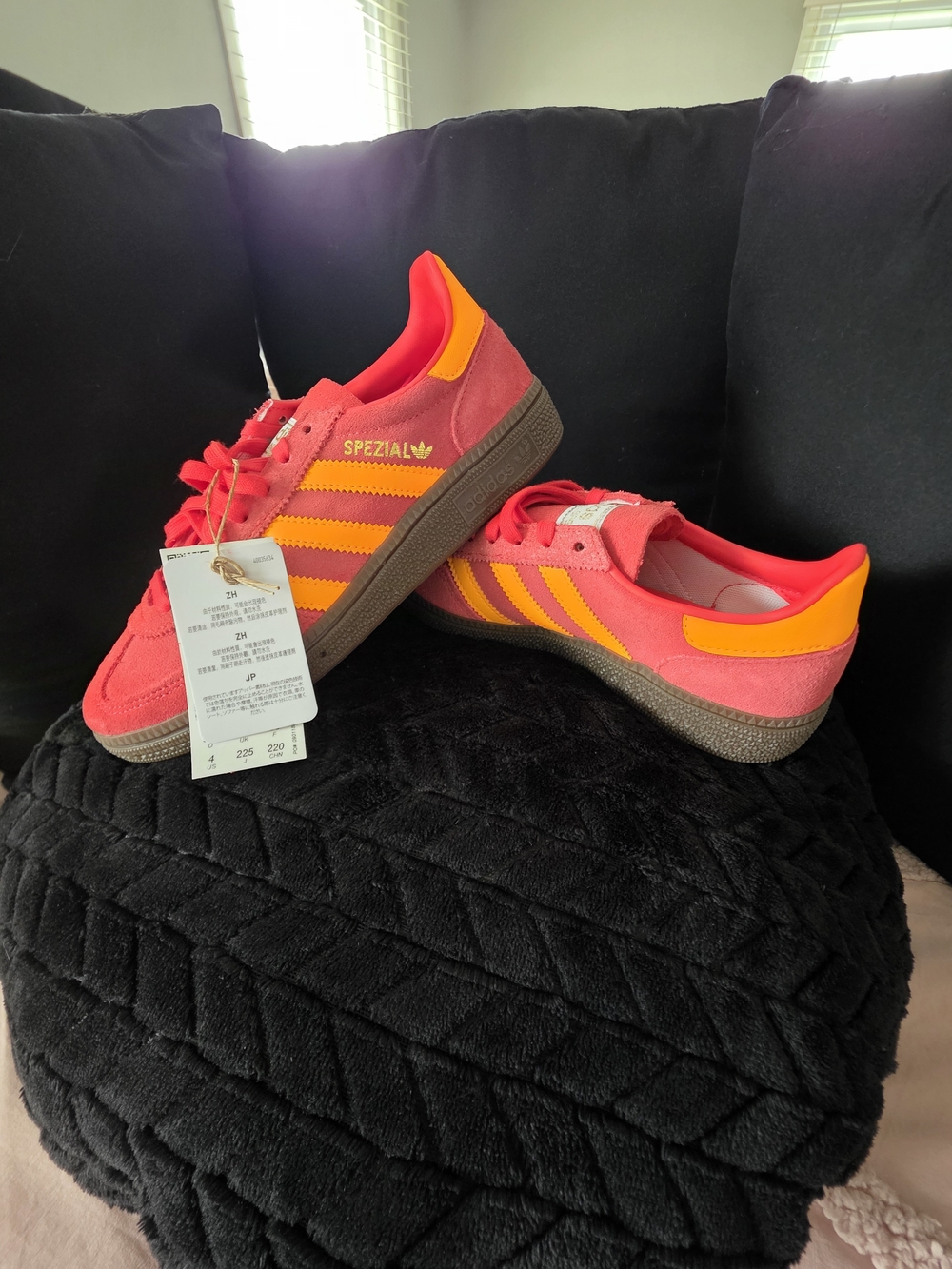 adidas Kids Handball Spezial Sneakers in Red & Orange with Gum Sole